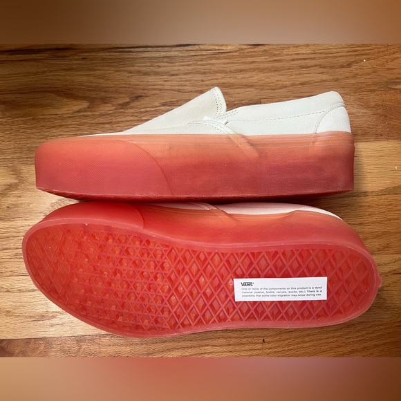 White Vans Slip-on platforms with gummy pinky orange soles - Picture 5 of 8